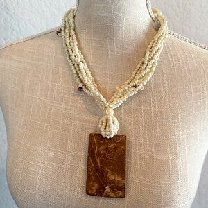 Beachy Seed Bead and Shell Mermaid Necklace